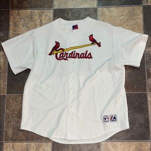 Majestic White Cardinals Jersey with Red Accents